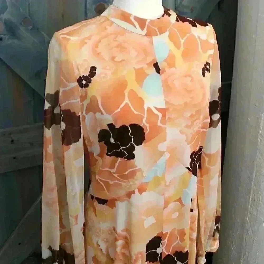 1970s Vintage Psychedelic Floral Maxi Dress Size Medium - Picture 7 of 7